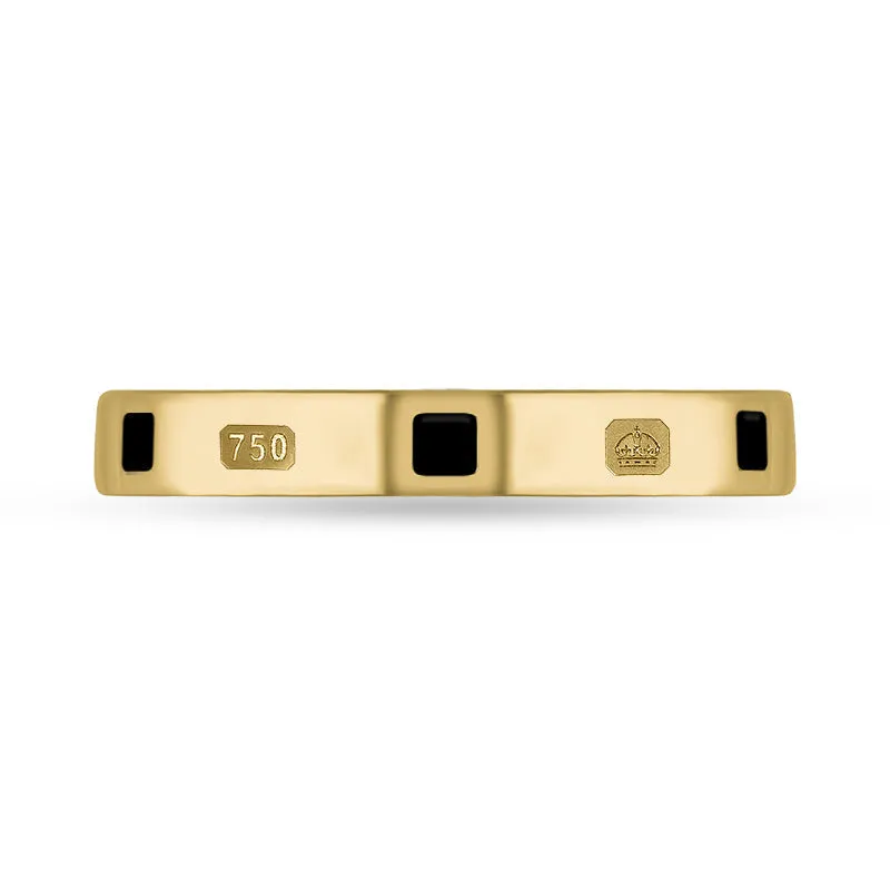 18ct Yellow Gold Whitby Jet Queen's Jubilee Hallmark Princess Cut 3mm Ring D
