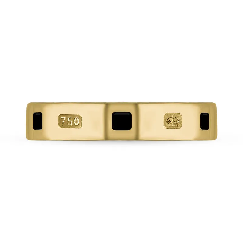 18ct Yellow Gold Whitby Jet Queen's Jubilee Hallmark Princess Cut 4mm Ring D
