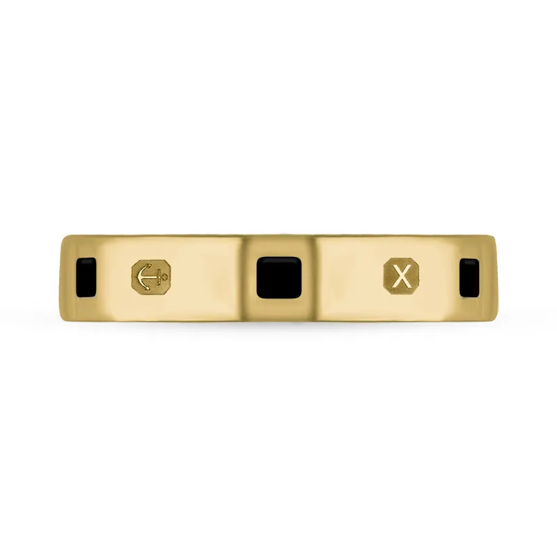 18ct Yellow Gold Whitby Jet Queen's Jubilee Hallmark Princess Cut 4mm Ring D