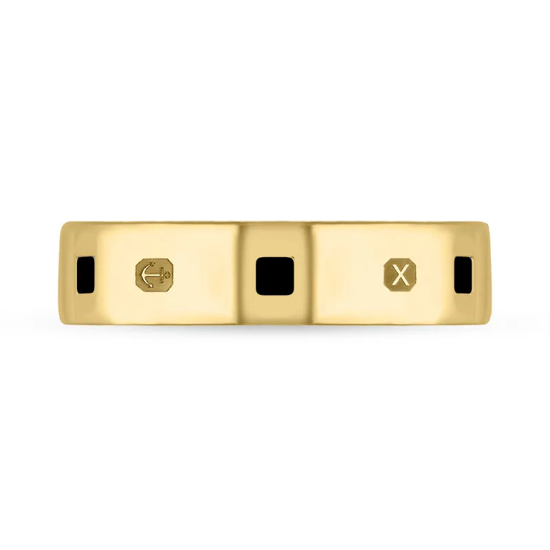 18ct Yellow Gold Whitby Jet Queen's Jubilee Hallmark Princess Cut 5mm Ring D