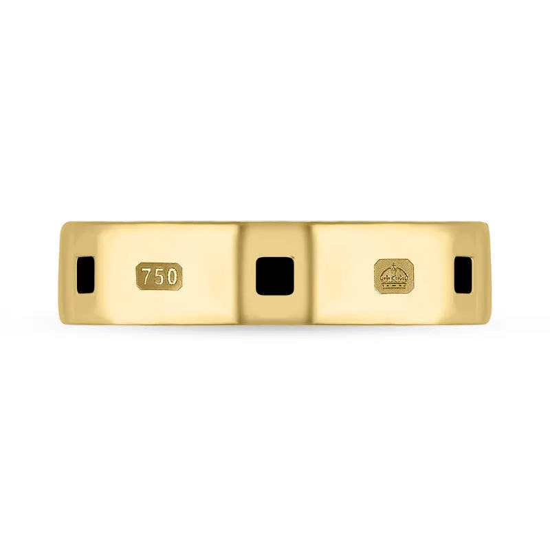 18ct Yellow Gold Whitby Jet Queen's Jubilee Hallmark Princess Cut 5mm Ring D