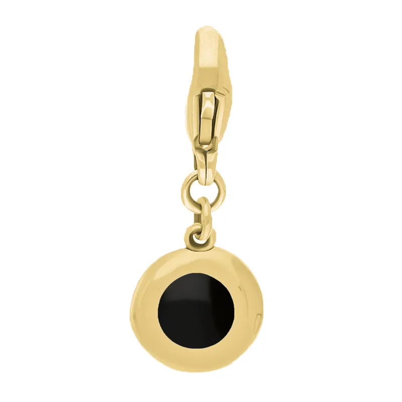 18ct Yellow Gold Whitby Jet Round Shaped Star Clip Charm