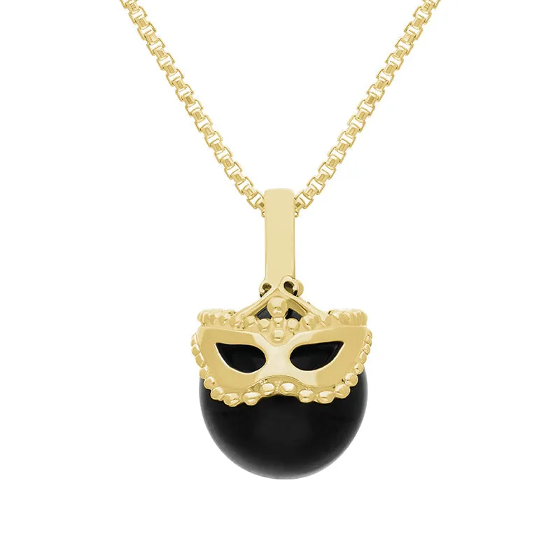 18ct Yellow Gold Whitby Jet Zodiac Gemini 9mm Bead Pendant
