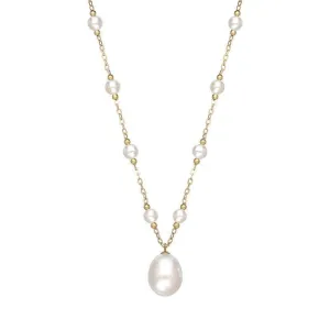 18ct Yellow Gold White Pearl Necklace