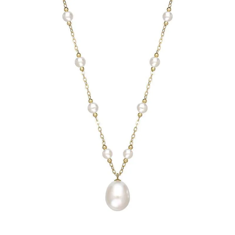 18ct Yellow Gold White Pearl Necklace