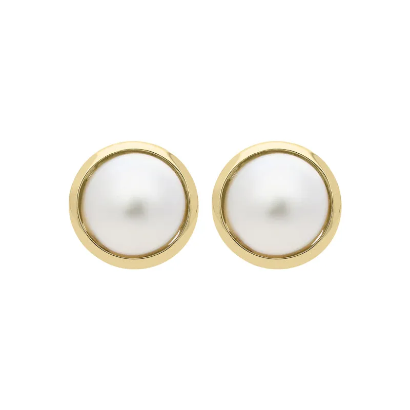 18ct Yellow Gold White Pearl Stud Earrings