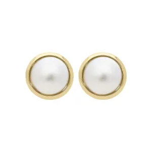 18ct Yellow Gold White Pearl Stud Earrings