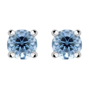 18ct Yellow White Gold Aquamarine Claw Set Solitaire Stud Earrings