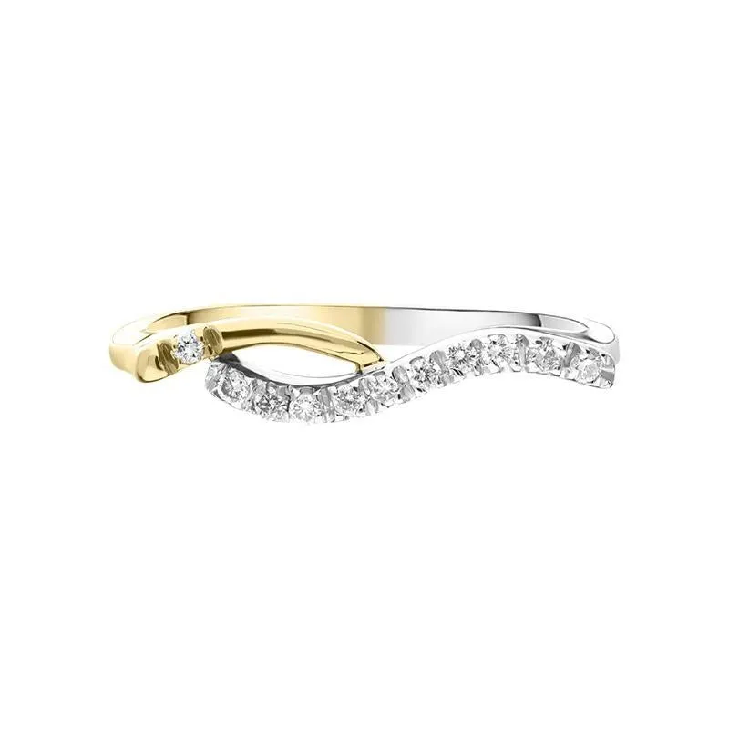 18ct Yellow White Gold Diamond Wavy Ring