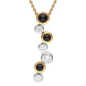 18ct Yellow White Gold Whitby Jet 0.73ct Diamond Multi Stone Necklace D