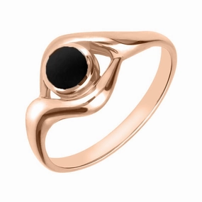 18ct Rose Gold Whitby Jet Round Twist Ring
