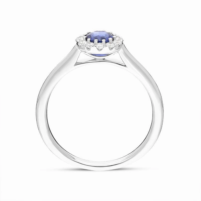 18ct White Gold 0.17ct Sapphire 0.47ct Diamond Halo Ring