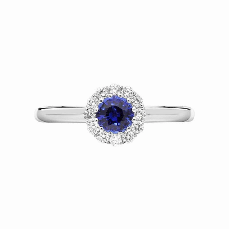 18ct White Gold 0.17ct Sapphire 0.47ct Diamond Halo Ring