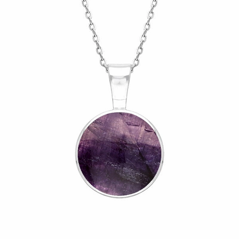 18ct White Gold Blue John Heritage Round Necklace