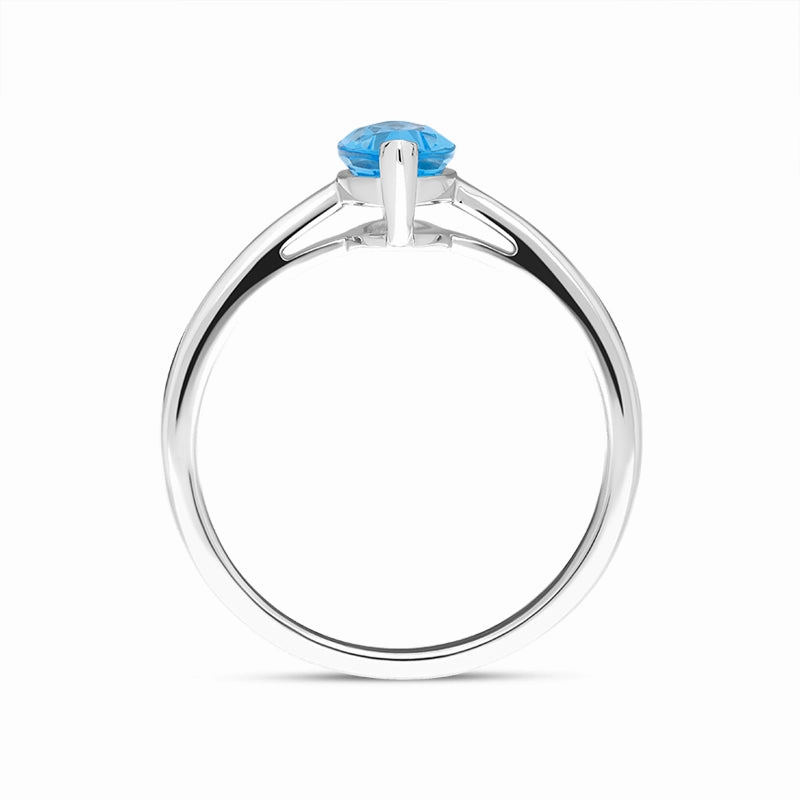 18ct White Gold Blue Topaz Marquise Cut Solitaire Ring