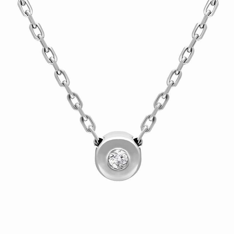 18ct White Gold Diamond Pendant Necklace D
