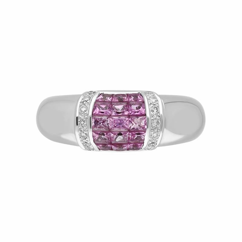 18ct White Gold Pink Sapphire Diamond Ring