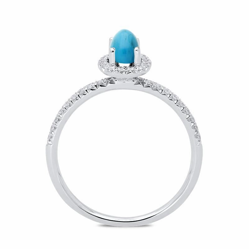 18ct White Gold Turquoise 0.27ct Diamond Halo Ring