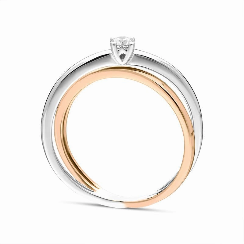 18ct White Rose Gold Diamond Cross Over Solitaire Ring