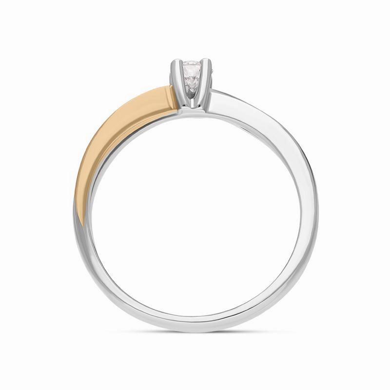 18ct White Rose Gold Diamond Round Brilliant Cut Solitaire Crossover Ring