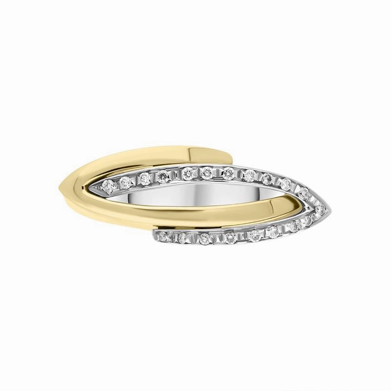 18ct White Yellow Gold Diamond Crossover Ring