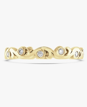 18ct Yellow 0.18ct Diamond 3mm Swirl Band Ring