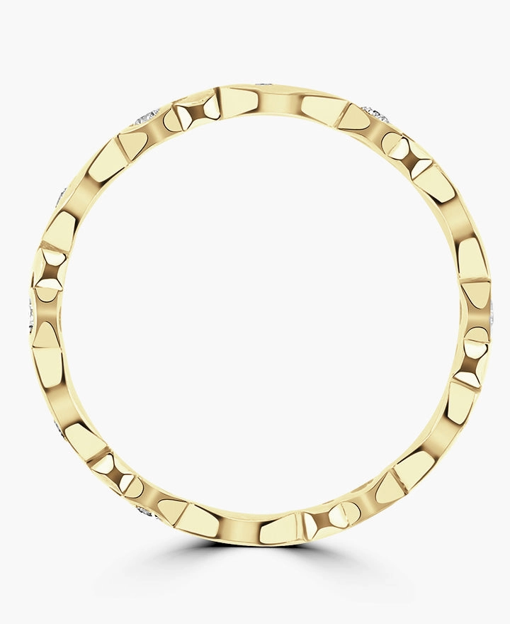18ct Yellow 0.18ct Diamond 3mm Swirl Band Ring