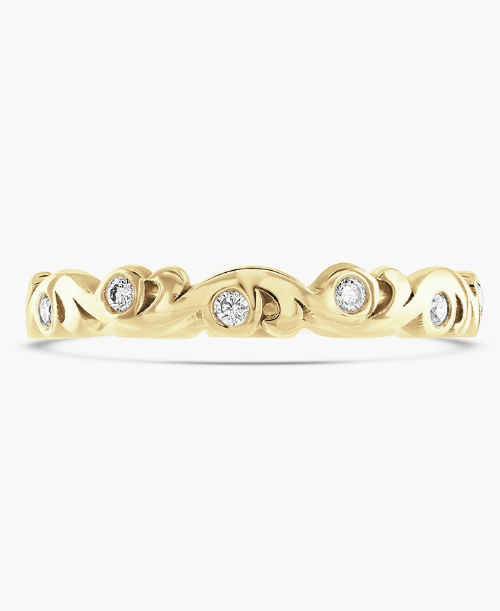 18ct Yellow 0.18ct Diamond 3mm Swirl Band Ring