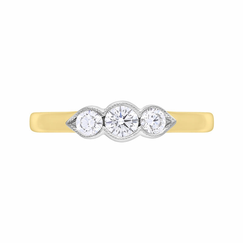 18ct Yellow and White Gold Diamond Three Stone Ring