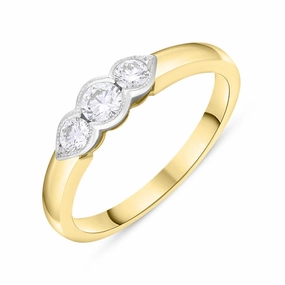18ct Yellow and White Gold Diamond Three Stone Ring