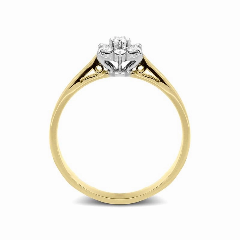 18ct Yellow Gold 0.16ct Diamond Flower Cluster Ring