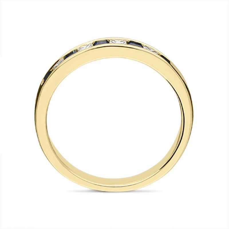 18ct Yellow Gold 0.36ct Sapphire Diamond Half Eternity Ring