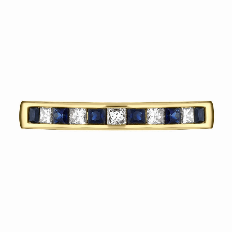 18ct Yellow Gold 0.36ct Sapphire Diamond Half Eternity Ring