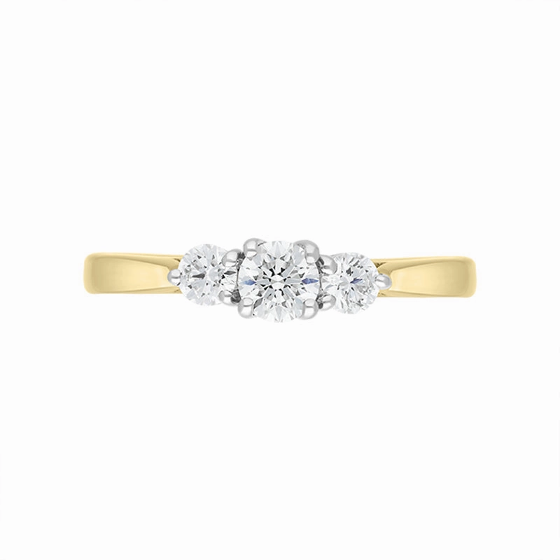 18ct Yellow Gold 0.49ct Diamond Three Stone Ring