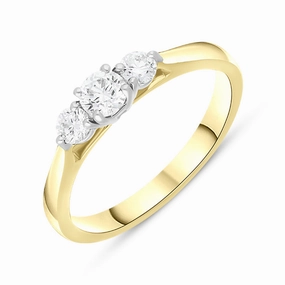 18ct Yellow Gold 0.49ct Diamond Three Stone Ring