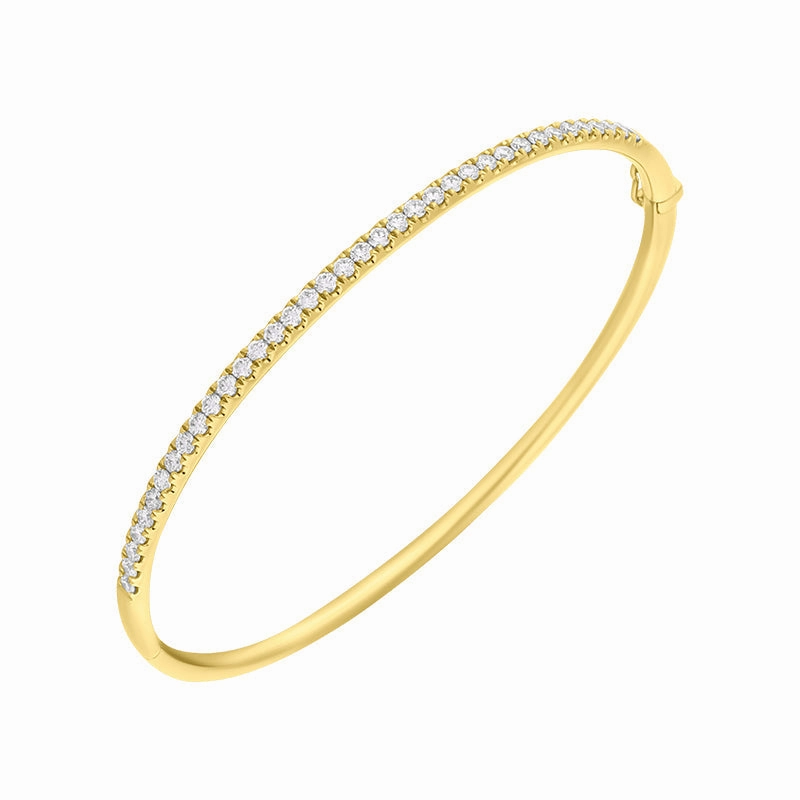 18ct Yellow Gold 0.94ct Diamond Hinged Bangle