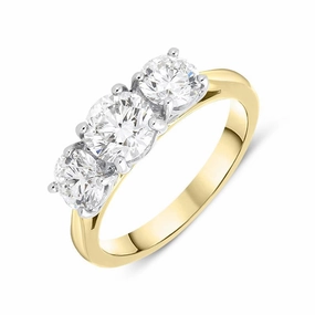 18ct Yellow Gold 2.95ct Diamond Brilliant Cut Trilogy Ring D