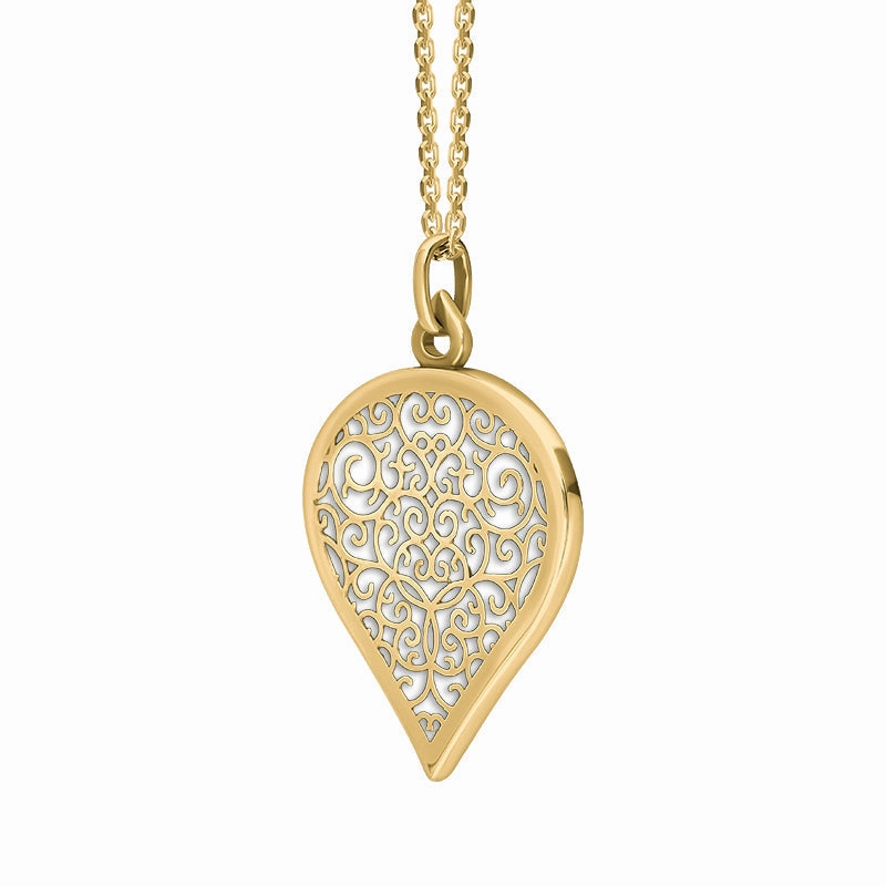 18ct Yellow Gold Bauxite Flore Filigree Large Heart Necklace
