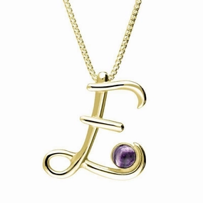 18ct Yellow Gold Blue John Love Letters Initial E Necklace
