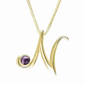 18ct Yellow Gold Blue John Love Letters Initial N Necklace