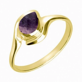 18ct Yellow Gold Blue John Offset Pear Ring
