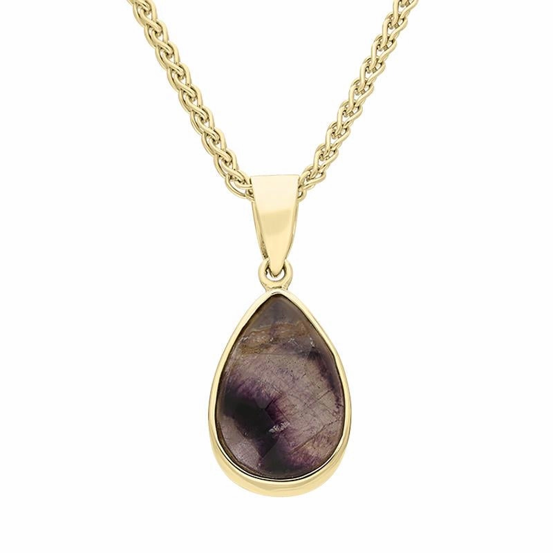 18ct Yellow Gold Blue John Pear Unique Necklace