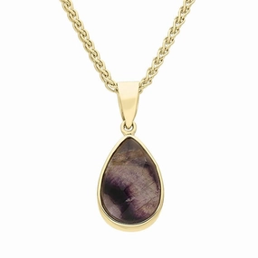18ct Yellow Gold Blue John Pear Unique Necklace