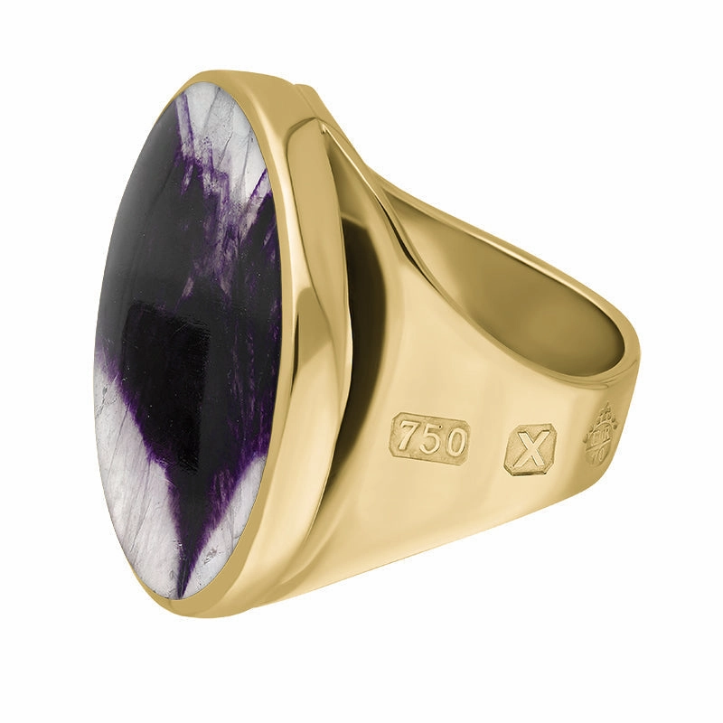 18ct Yellow Gold Blue John Queen's Jubilee Hallmark Medium Round Ring D