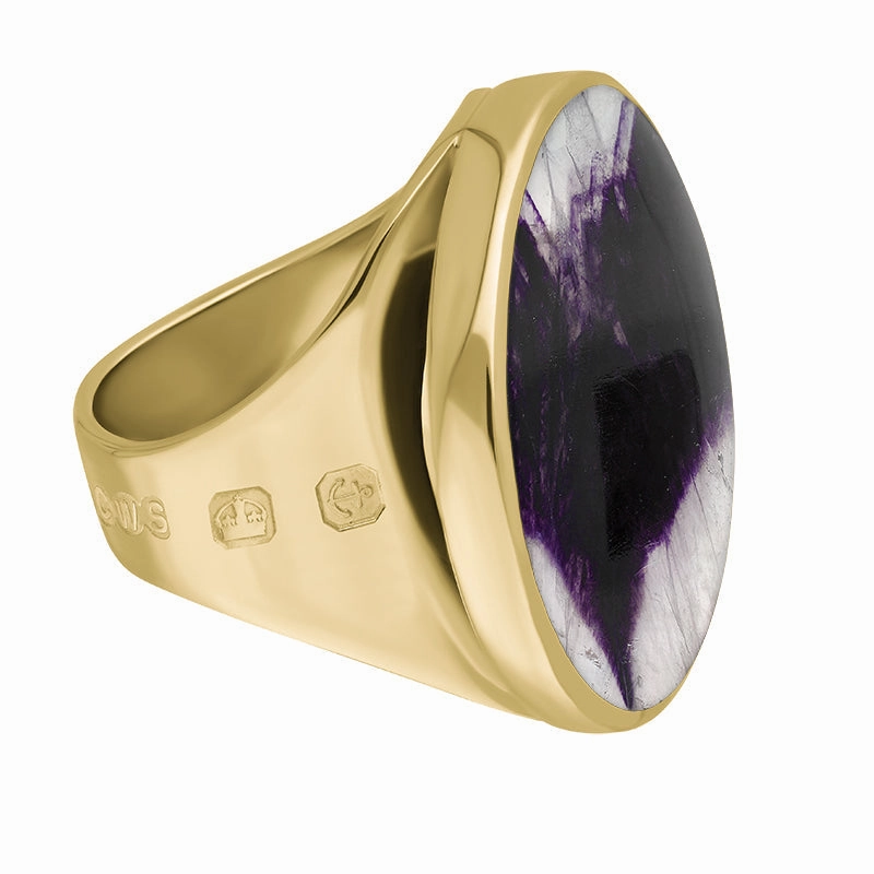 18ct Yellow Gold Blue John Queen's Jubilee Hallmark Medium Round Ring D