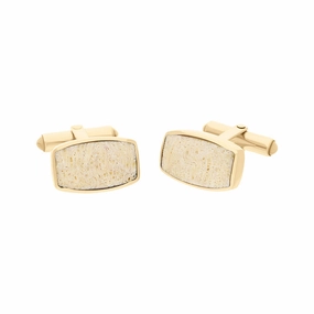18ct Yellow Gold Coquina Barrel Cufflinks D