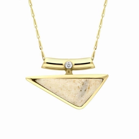 18ct Yellow Gold Coquina Diamond Unique Triangle Necklace