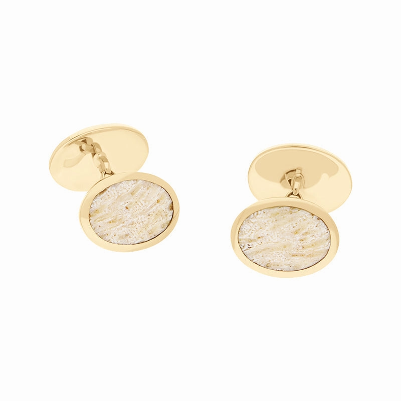 18ct Yellow Gold Coquina Larimar Four Stone Chain Cufflinks