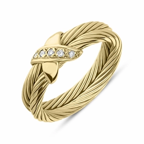 18ct Yellow Gold Diamond Double Band Twist Ring