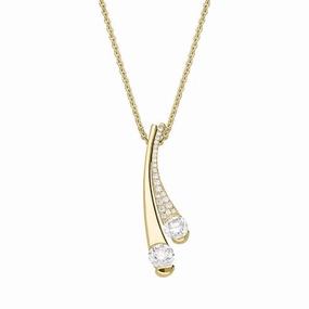 18ct Yellow Gold Diamond Double Drop Necklace D